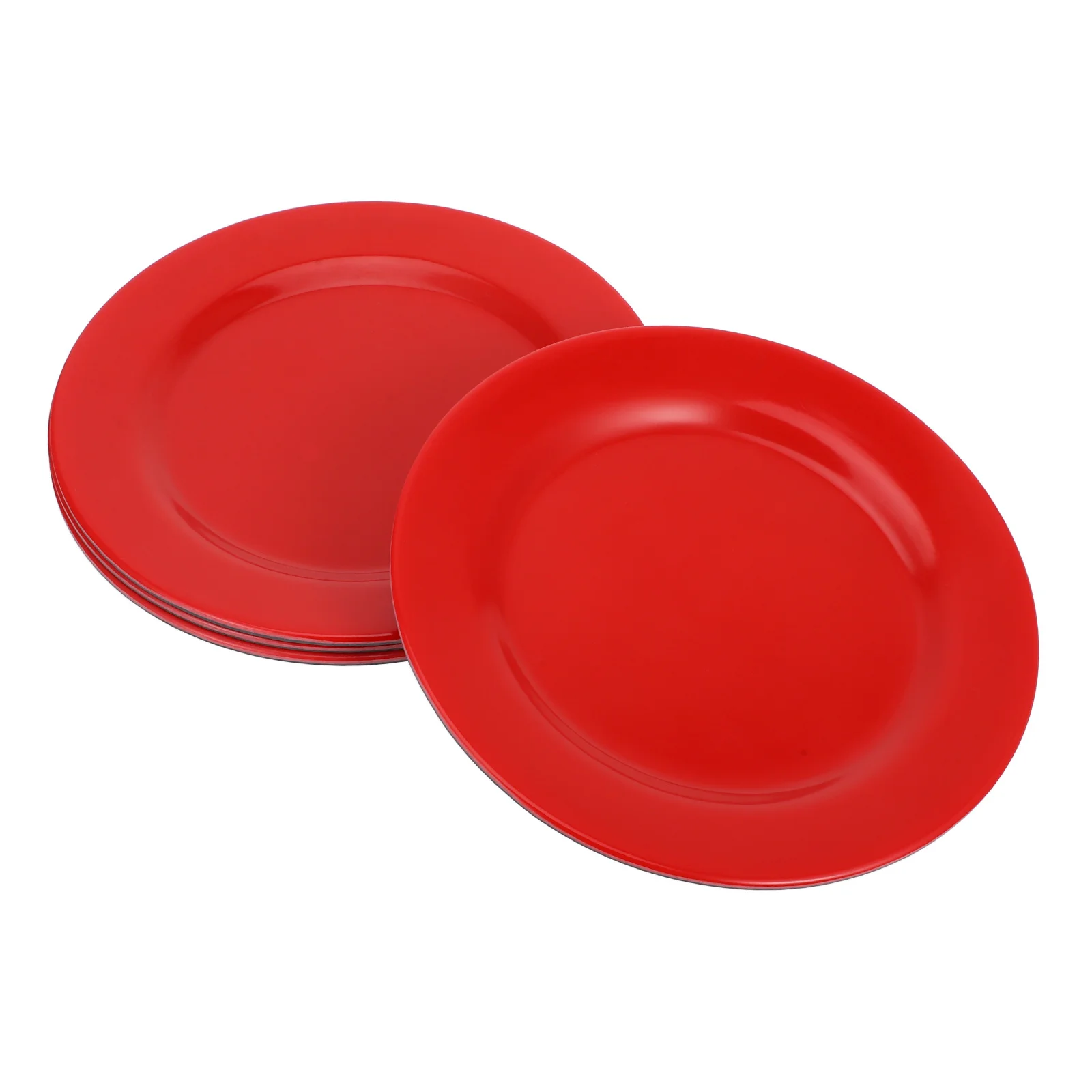 

4Pcs Melamine Dinner Plates Stylish Round Red Black Dishware Lightweight Easy Clean for Casual Dining Festive Gatherings Side