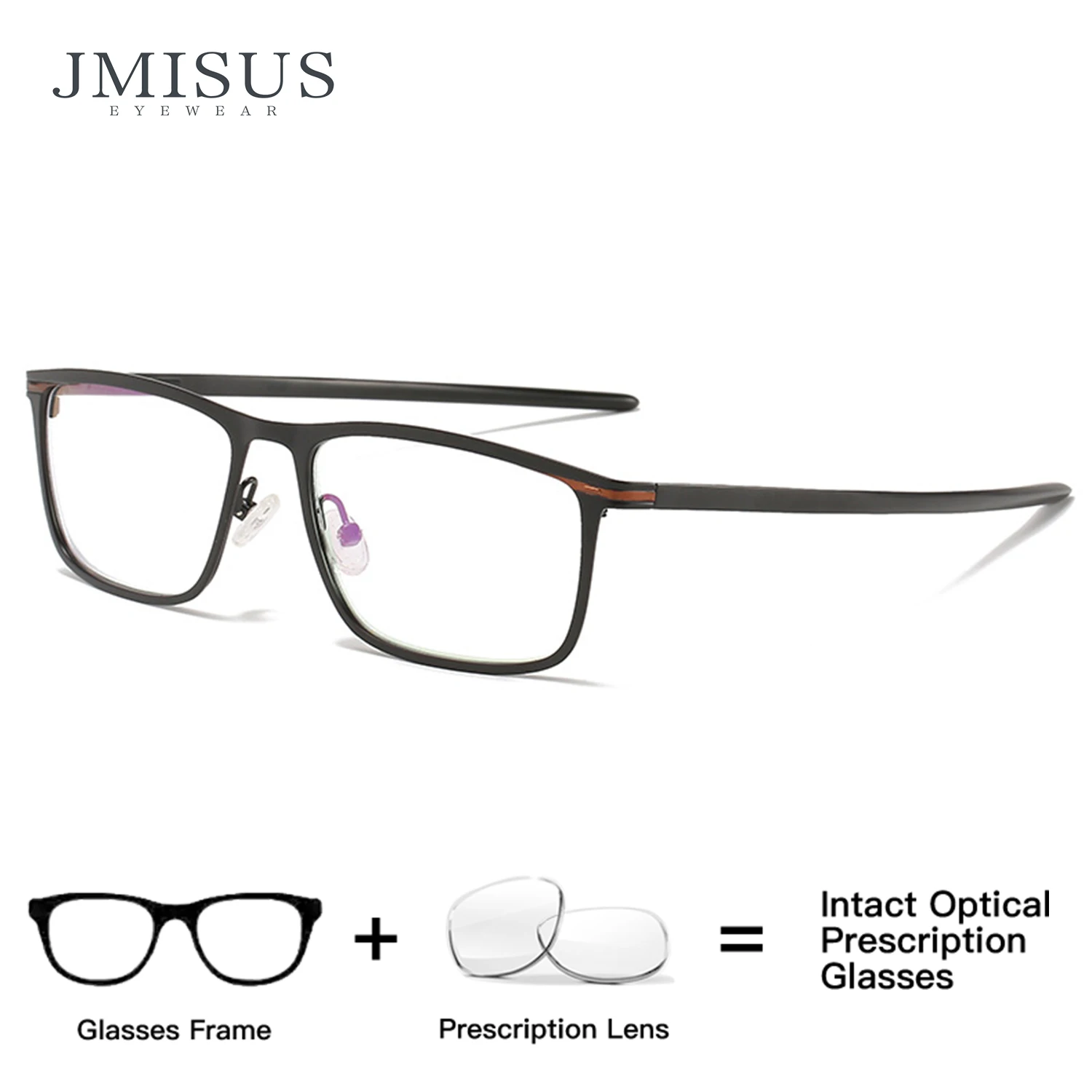 JMISUS Men Rectangle Sports Progressive Glasses High-Quality Metal Square Anti-Blue Light Photochromic Prescription Eyewear