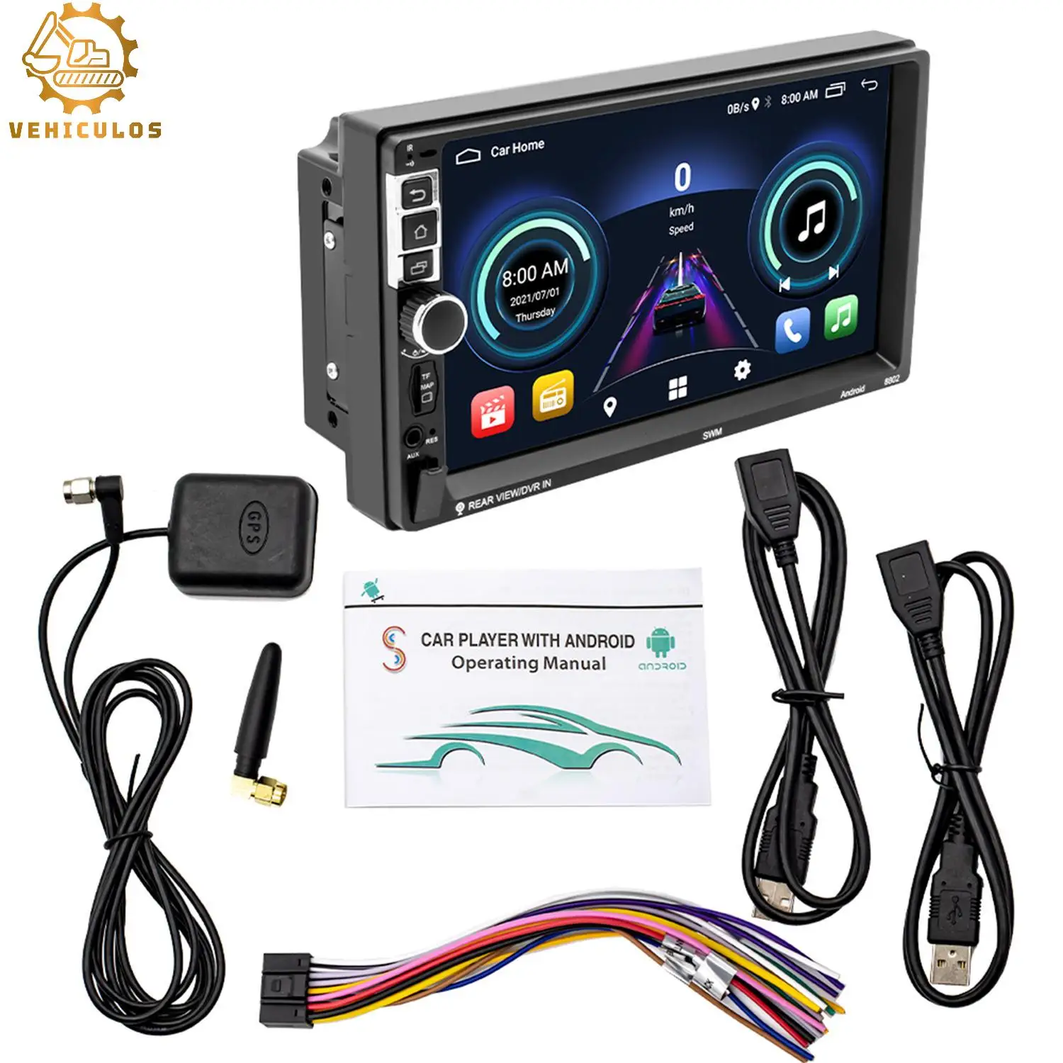 

1+16G 12V 2-Din Automobile Radio 7 Inch Car Multimedia Player Android 10.1 Bluetooth WIFI Steering Wheel Controls MP5 S-8802C