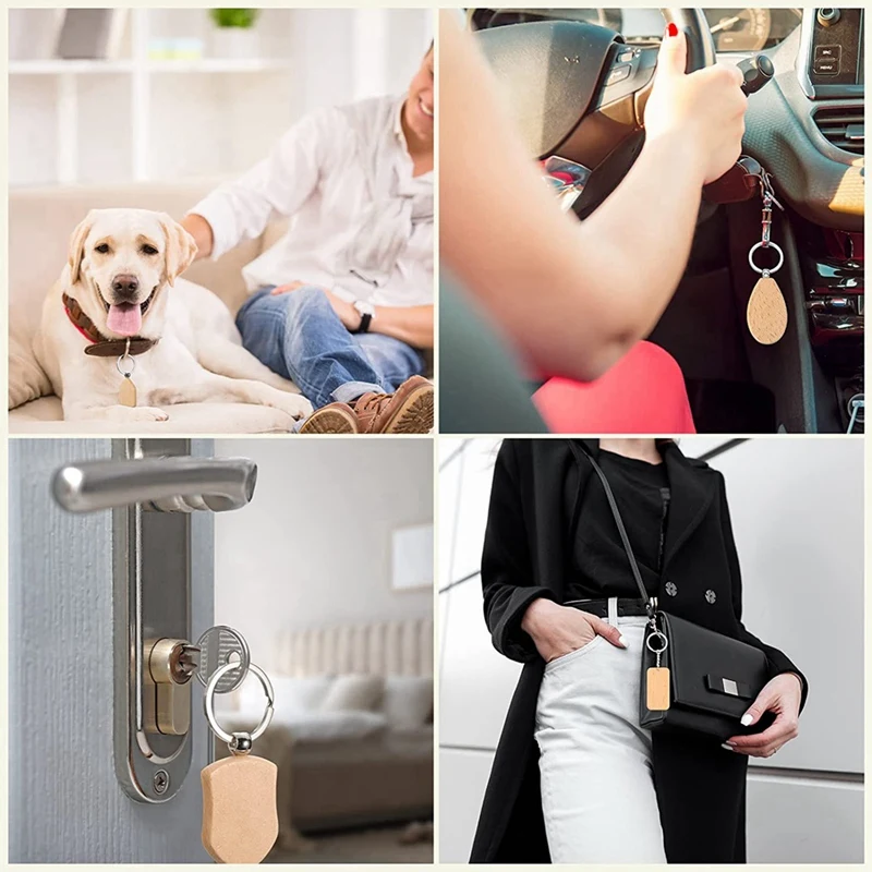 20Pcs Wood Blank Wooden Keychains Blank Unfinished Wooden Key Tag With Ring Key Chain For DIY Craft Easy To Use