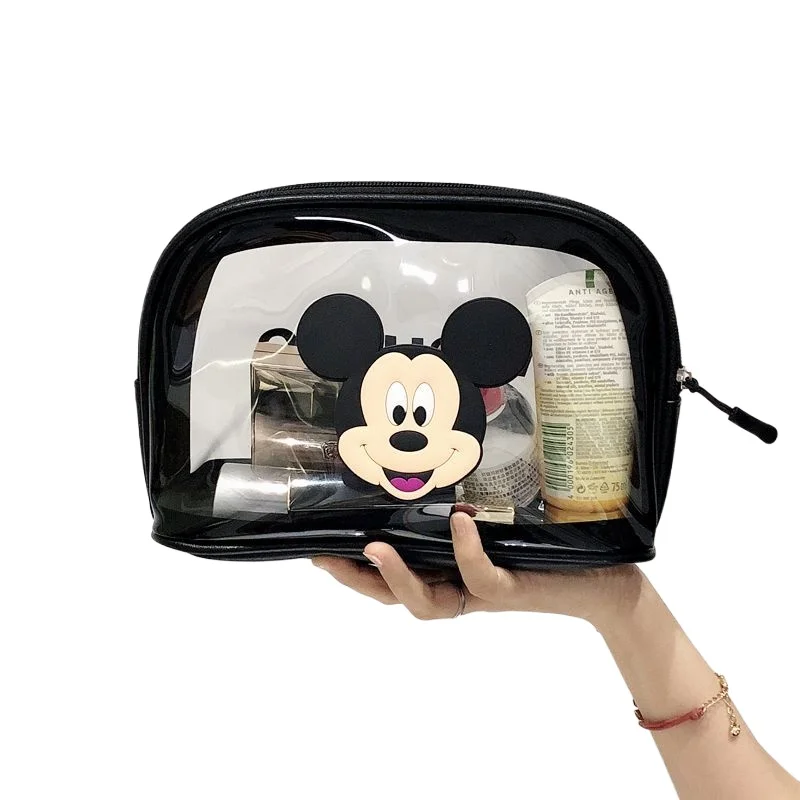 Disney Cartoon Mickey Minnie borsa cosmetica portatile da viaggio borsa da toilette portatile borsa da toilette trasparente impermeabile di bellezza