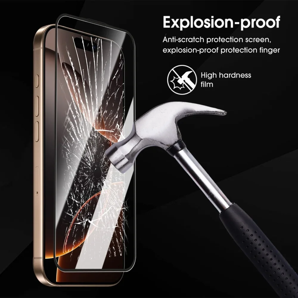 3 قطعة واقيات شاشة من الزجاج المقوى عالي الدقة لهاتف iPhone 17 16 Pro Max/17 Pro/17 Air 16 Plus تركيب مقاوم للخدش والغبار