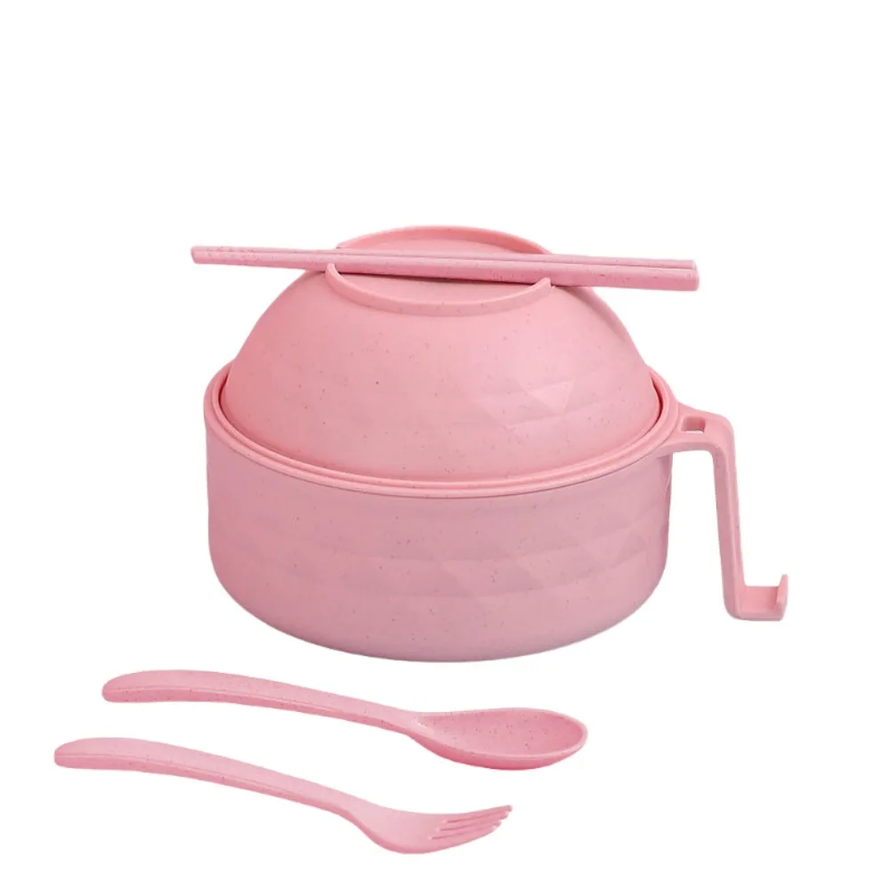 Microwave Ramen Bowl 6-Piece Set Ramen Bowl Set Ramen Noodle Cooker with Lid and Handle Comes with Spoon and Fork for Home