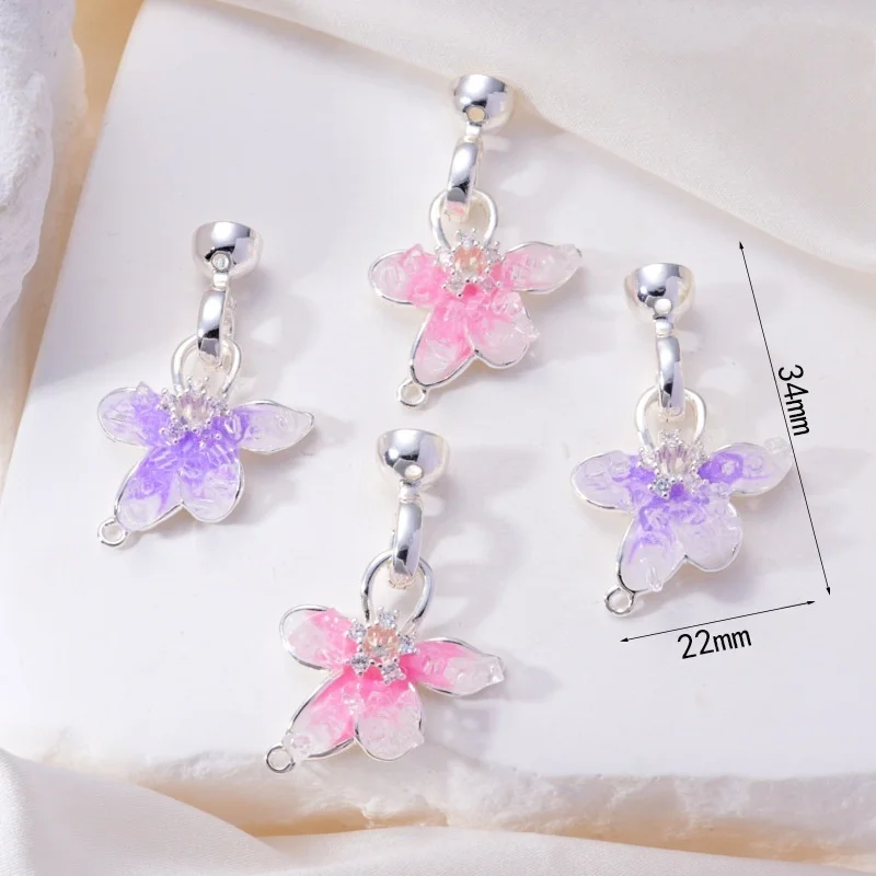 1 Copper Dripping Crystal Four-leaf Petal Pearl Necklace Connecting Fastener Accessories DIY Jewelry Making Materials Wholesale