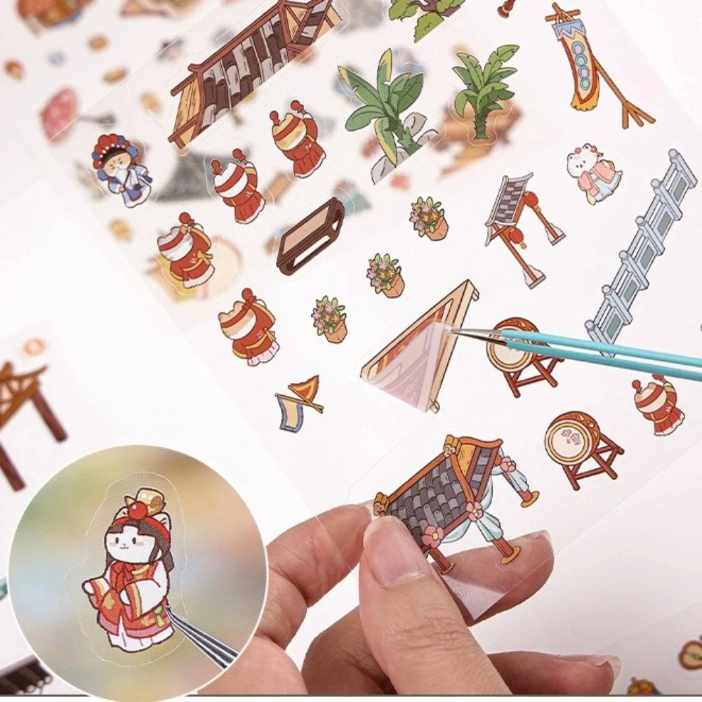 

Новые объемные 3D-наклейки с мультяшными животными и пейзажами, вырезанные вручную, китайские сценические наклейки, подарки для детей