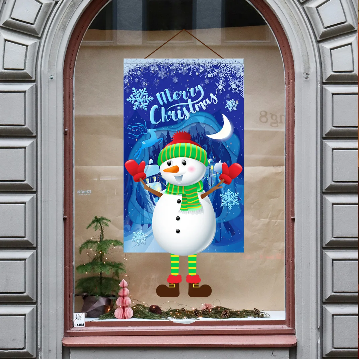 Merry Christmas Window Stickers, decalque pendurado na varanda, Papai Noel, boneco de neve, adesivos de parede para o ano novo, decoração, 2024