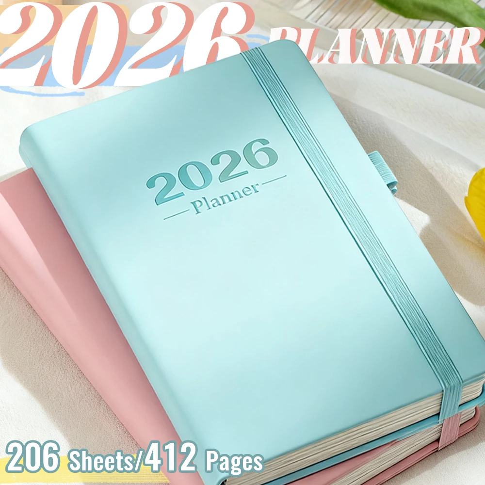 2026-Planer, A5-Agenda, Pu-Leder, Wochen- und Monatsplan, wasserdicht, Business-Tagebuch, Zeitplan, Buch, akademischer Kalender, Zeitmanagement