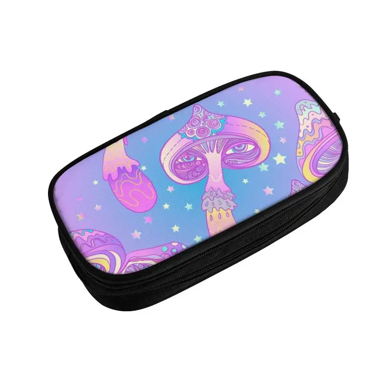 Custom Psychedelic Magic Mushrooms Pattern Cute Pencil Cases Boys Gilrs Large Capacity Pencil Bag School Accessories