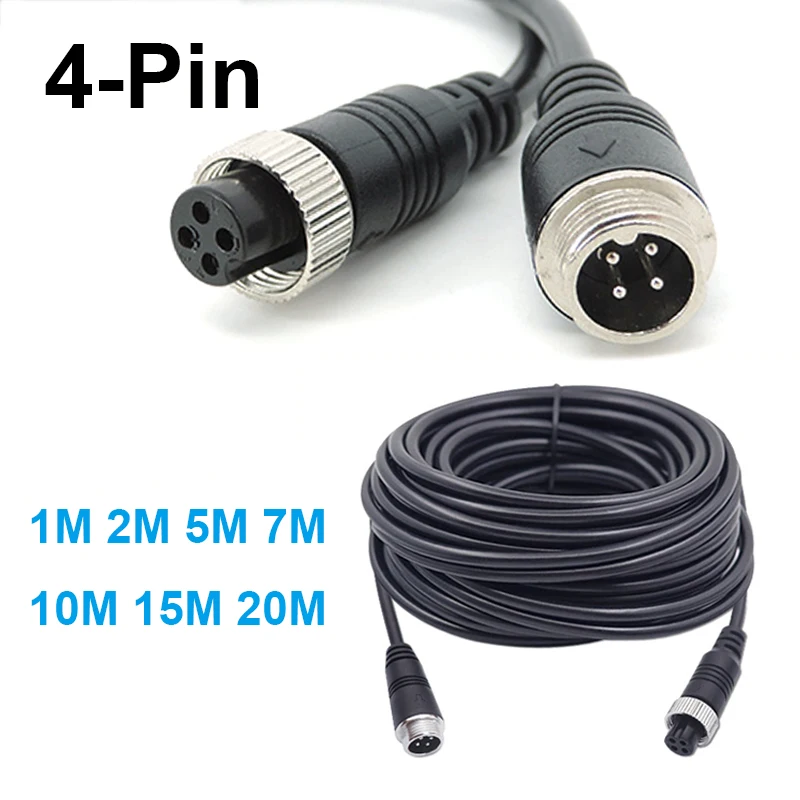 4-Pin Aviation Video Extension Cable 1M 2M 5M 7M 10M 15M 20M for CCD Reversing Camera Camper Trailer v27