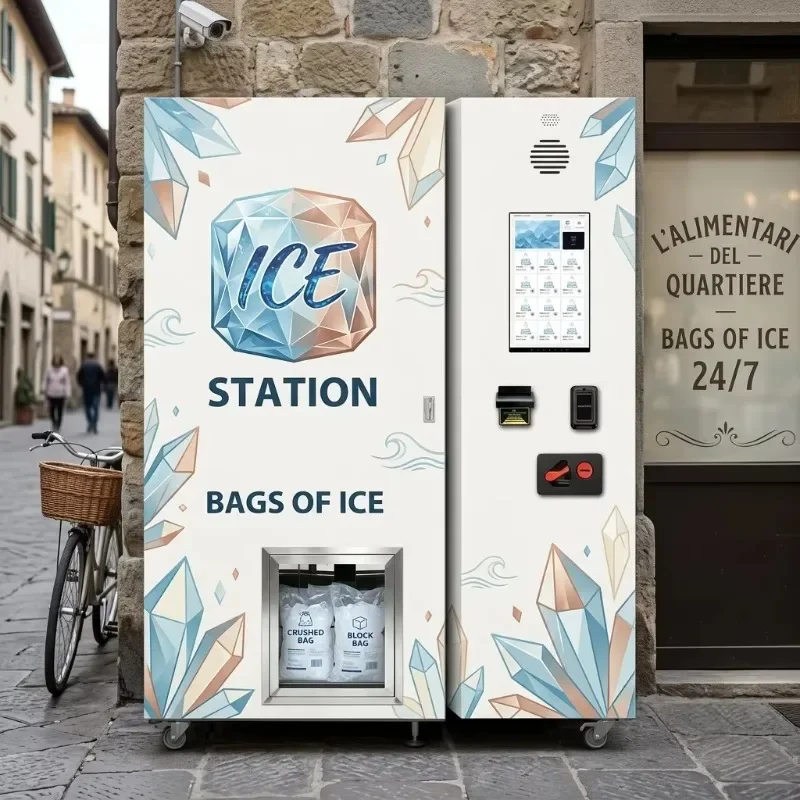 Outdoor Automatic Ice Vending Machine Purified Water Ice Cube Vending Machine Ice Maker Vending Dispenser For Commercial Use