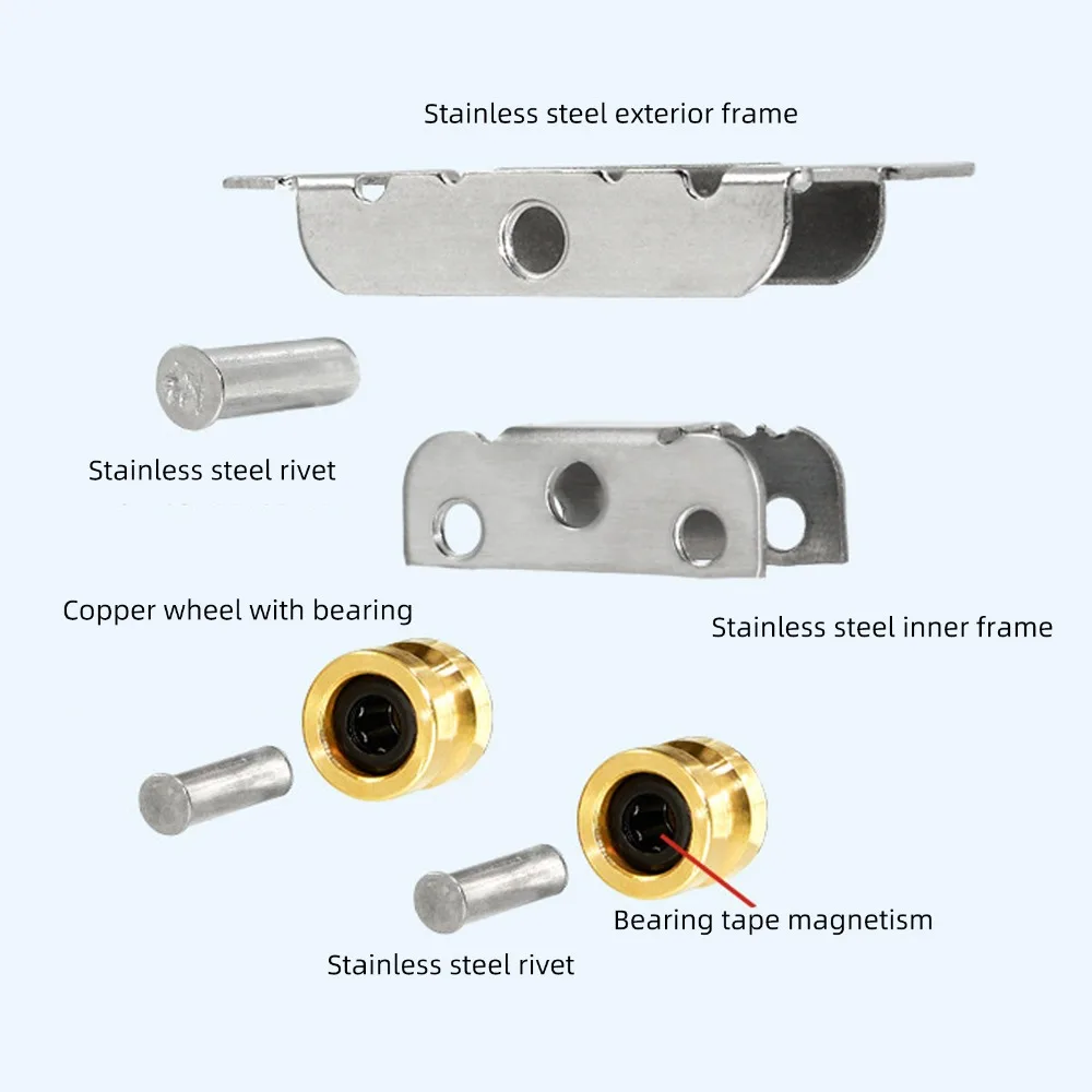 

4 шт. двойные ролики, ролик для раздвижных дверей, тандемные ролики с винтами, вогнутый колесный ролик из нержавеющей стали, медный шариковый ролик