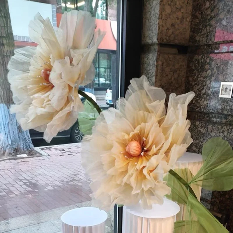 زينة زهور حريرية عملاقة لنوافذ متجر الملابس وحفلات الزفاف ومهرجانات الزهور الاحترافية وديكورات الحفلات