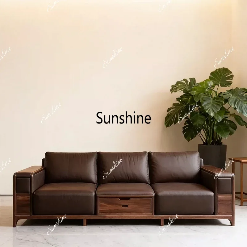 

YNew Chinese style, solid wood, three-person fabric home sofa living room furniture