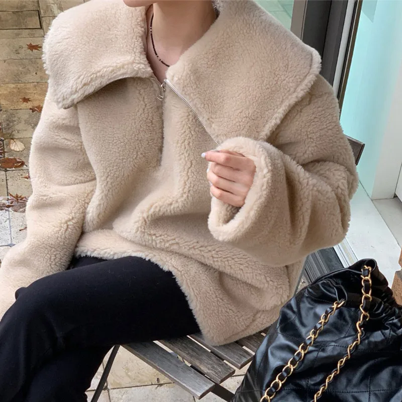 الكورية Sle المرأة شيك المتضخم هوديي طويل Sve رقيق عادية فضفاض صالح البلوز الخريف الشتاء تنوعا تصميم بسيط