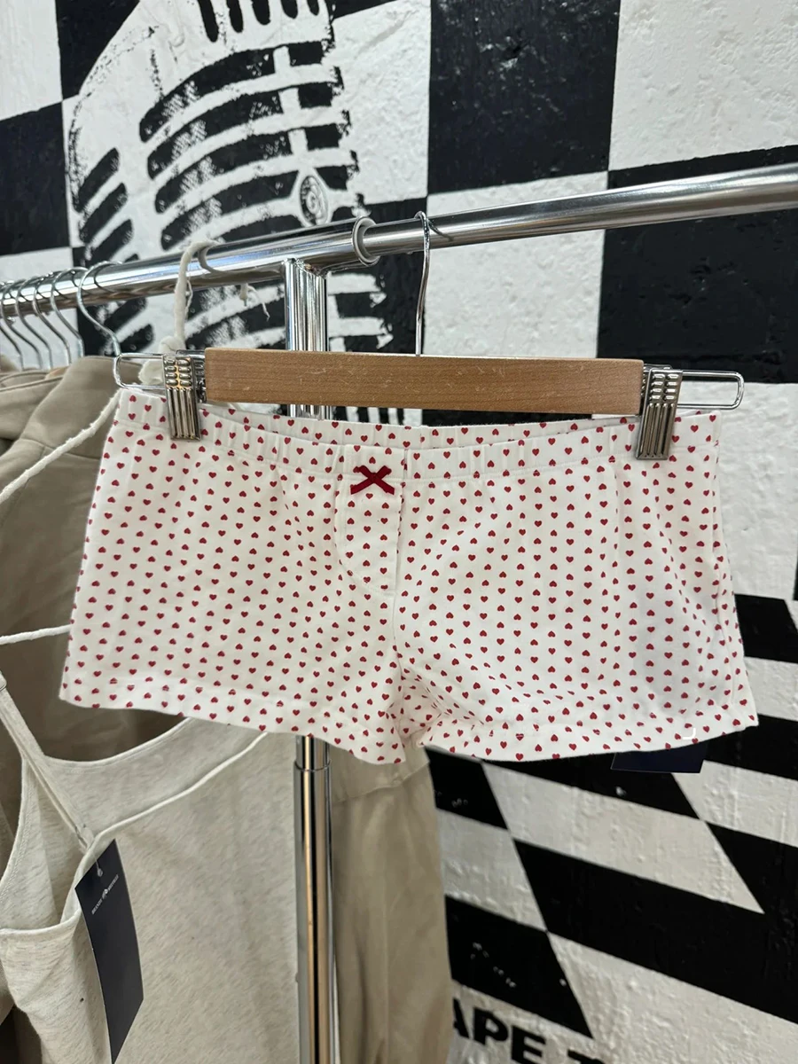Strik Hart Boxerondergoed Vrouwen Elastische Taille Katoenen Rechte Korte Broek Zomer Casual Schattige Thuis Pyjama Short Nieuwe Y 2K