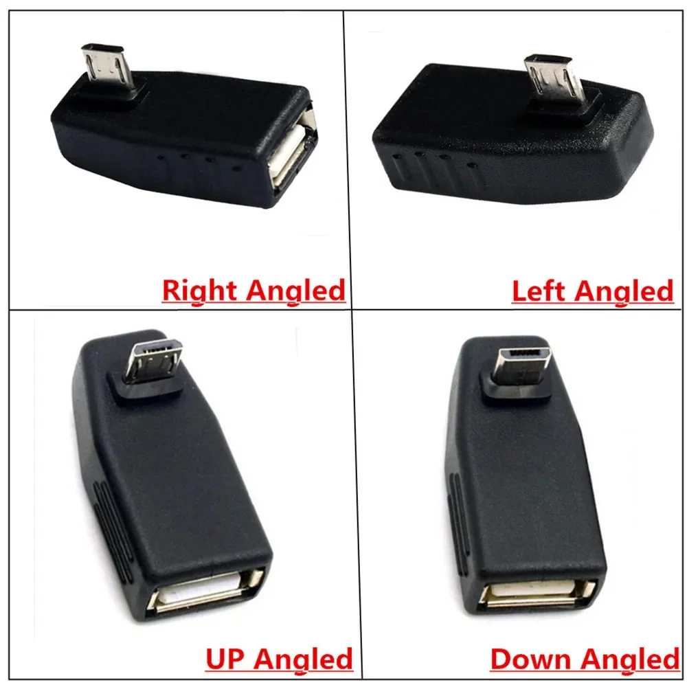 

USB 2.0 A Female To Micro 5 Pin 90 Degree Left Right Up Down Angled Male Plug Adapter Covertor