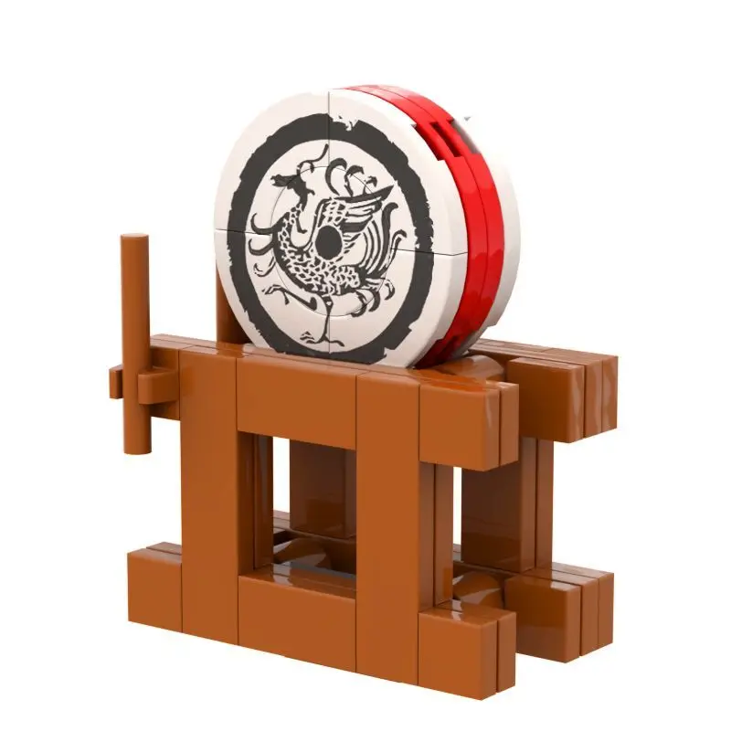 Moc Building Blocks Medieval Accessories Printed China Ancient Military Battle Figure War Drum Assembly Educational Kids Toys