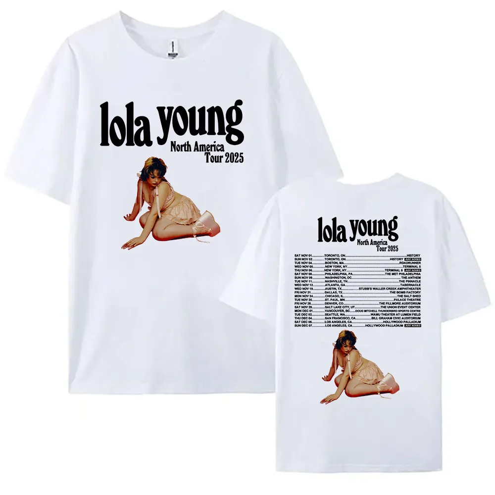 لولا يونغ أمريكا الشمالية جولة 2025 تي شيرت شيء واحد الجرافيك الطباعة بلايز القطن الصيف فضفاض الذكور تي شيرت موضة المرأة المحملة #5