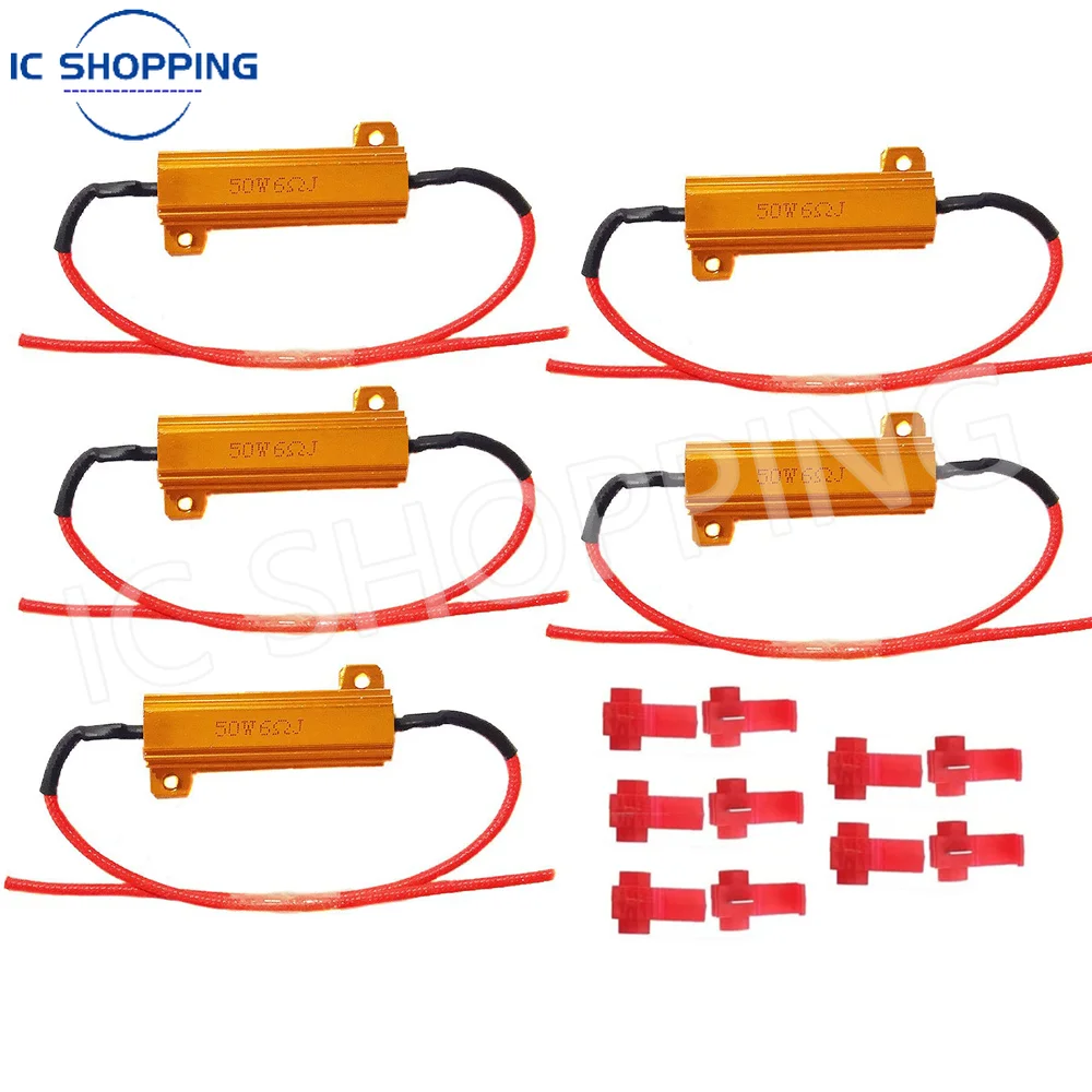 Automotive LED Rücklicht Widerstand 50 W Leistungswiderstand 12 V 6R 8R 10R Lenkung Decoder Widerstand für Auto Blinker Lampe – Detail 3