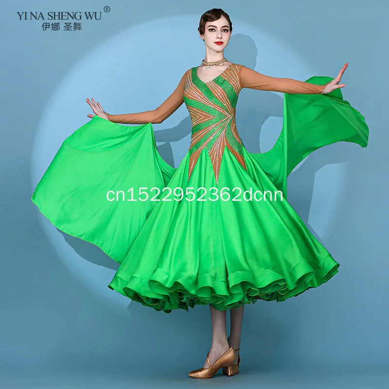 

Женское платье для бальных танцев, изумрудно-зеленый Roland, фиолетовый вальс, костюм для соревнований, блестки, стандартная вечеринка, индивидуальный заказ