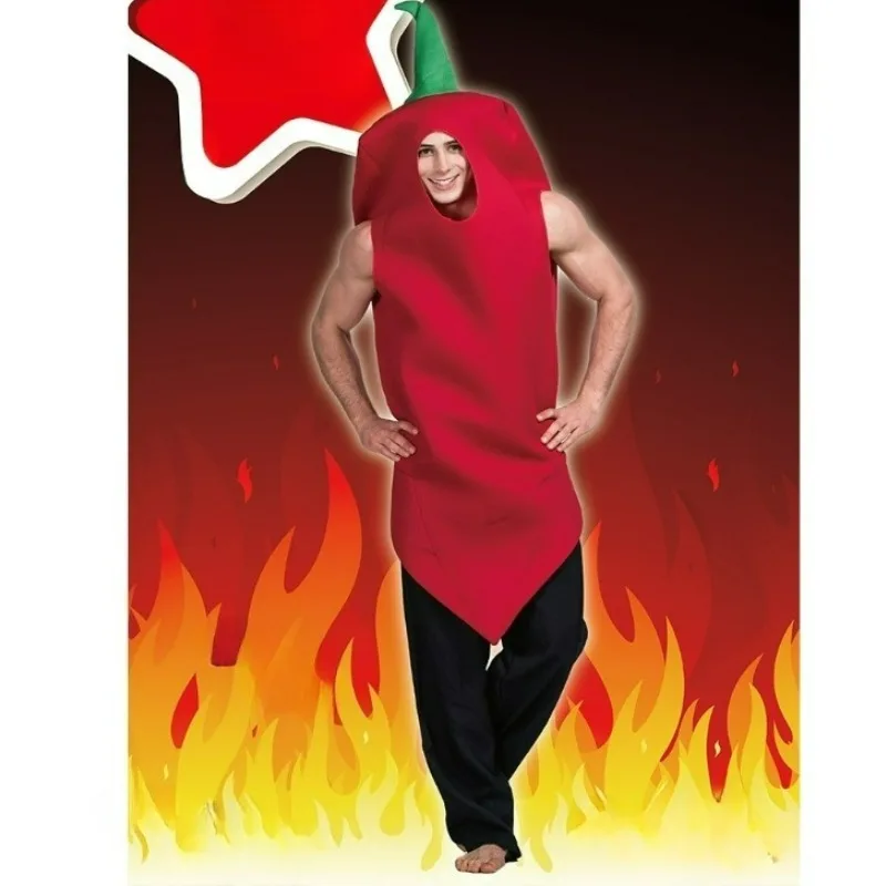 

Adult Festival Carnival Vegetable Funny Red Pepper Cosplay Costume Stage Performance Clothing Halloween Party Food Roleplay