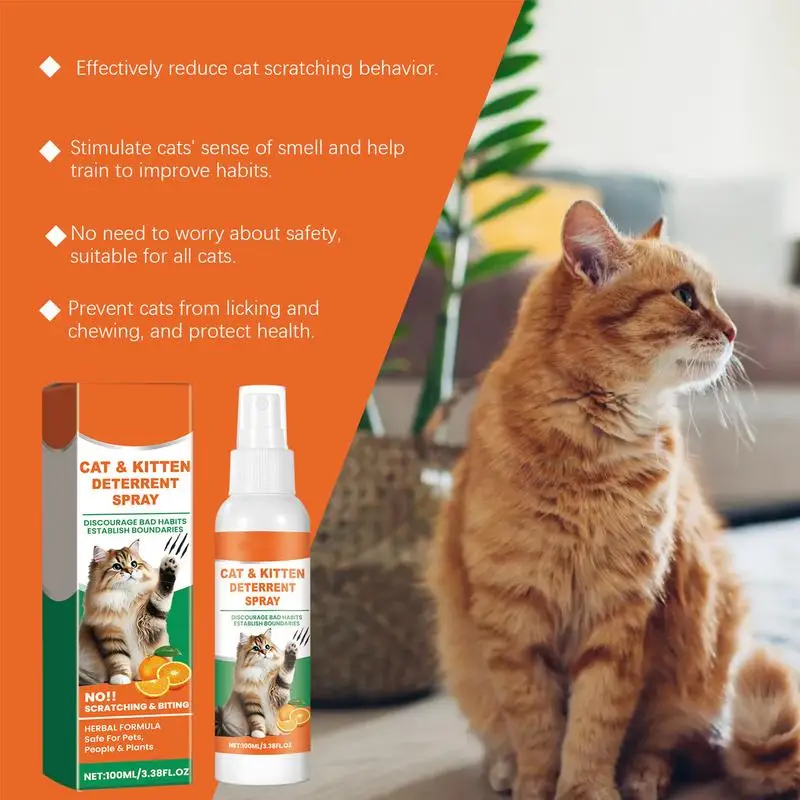 100ML Cat Repellent Spray Cat No Scratch Spray Natural Cat Scratching Spray Pet Training Liquid Stop Sofa Chewing Pet Accessory