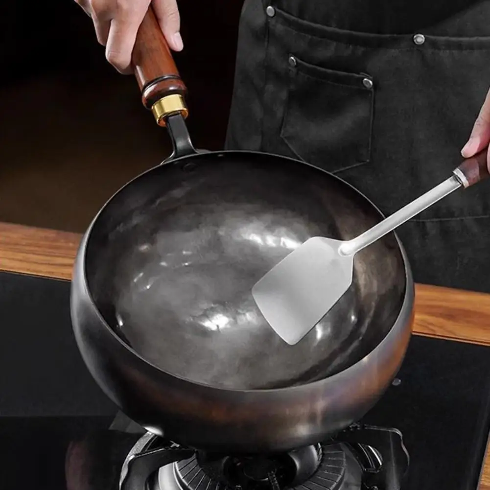 Wok Frying Pan for Stir-Fry Soup Uncoated & Scratch-Resistant Induction Compatible Multi-Purpose Cookware for Home Kitchen