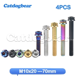 Catdogbear 4pcs Titanium Bolt M10 X 20~70mm T50 Torx Pitch1.25/1.5 Flange 12 Point Screw for Auto & Motorcycle