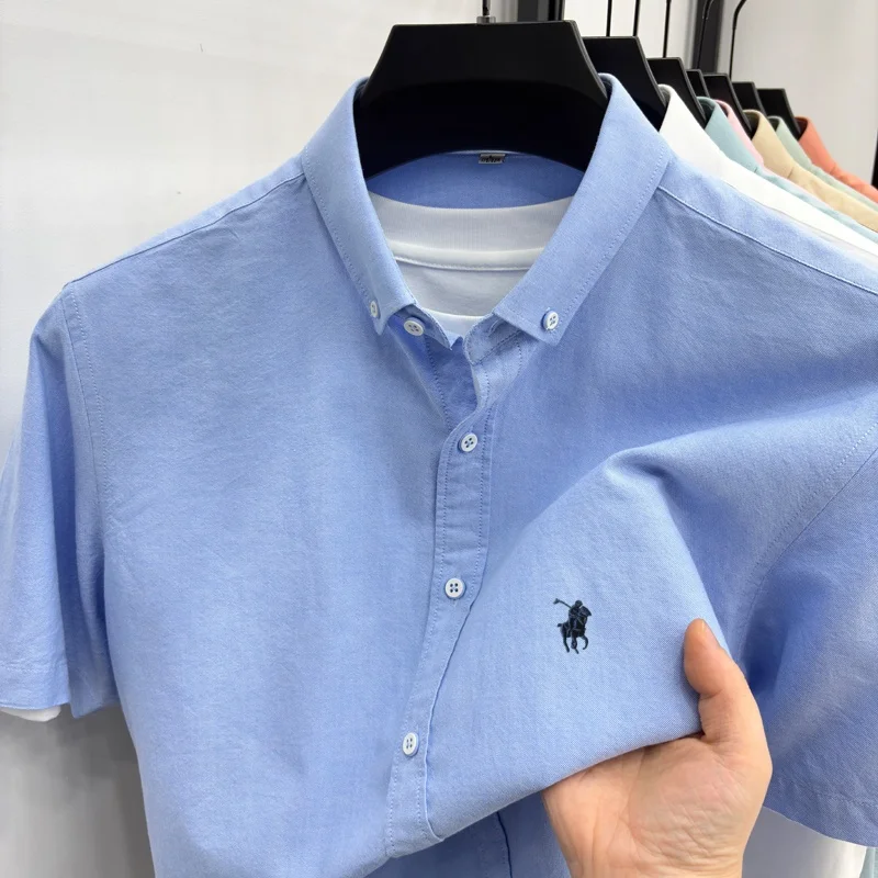 

100%cotton high-end short sleeve shirt men's designer fashion brand hot selling pony embroidery summer business casual golf top