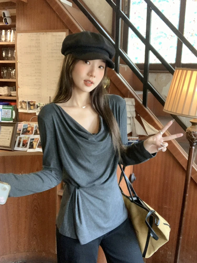 

2025 Autumn New Anime Fashion Short Tops Y2k Cute Tees Cartoon Printed High Street Gothic long Sleeve T-shirts Japan Korea