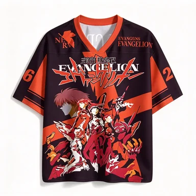 New Century Evangelion Printed Sports Breathable Mesh Short Sleeve Top Anime Asuka and EVA-01 Fan Cosplay Casual T-shirt