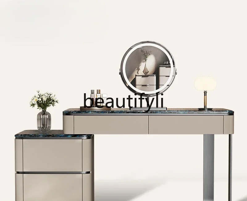 

CC Italian minimalist dresser chest cabinet simple makeup table high-end marble light luxury solid wood dresser