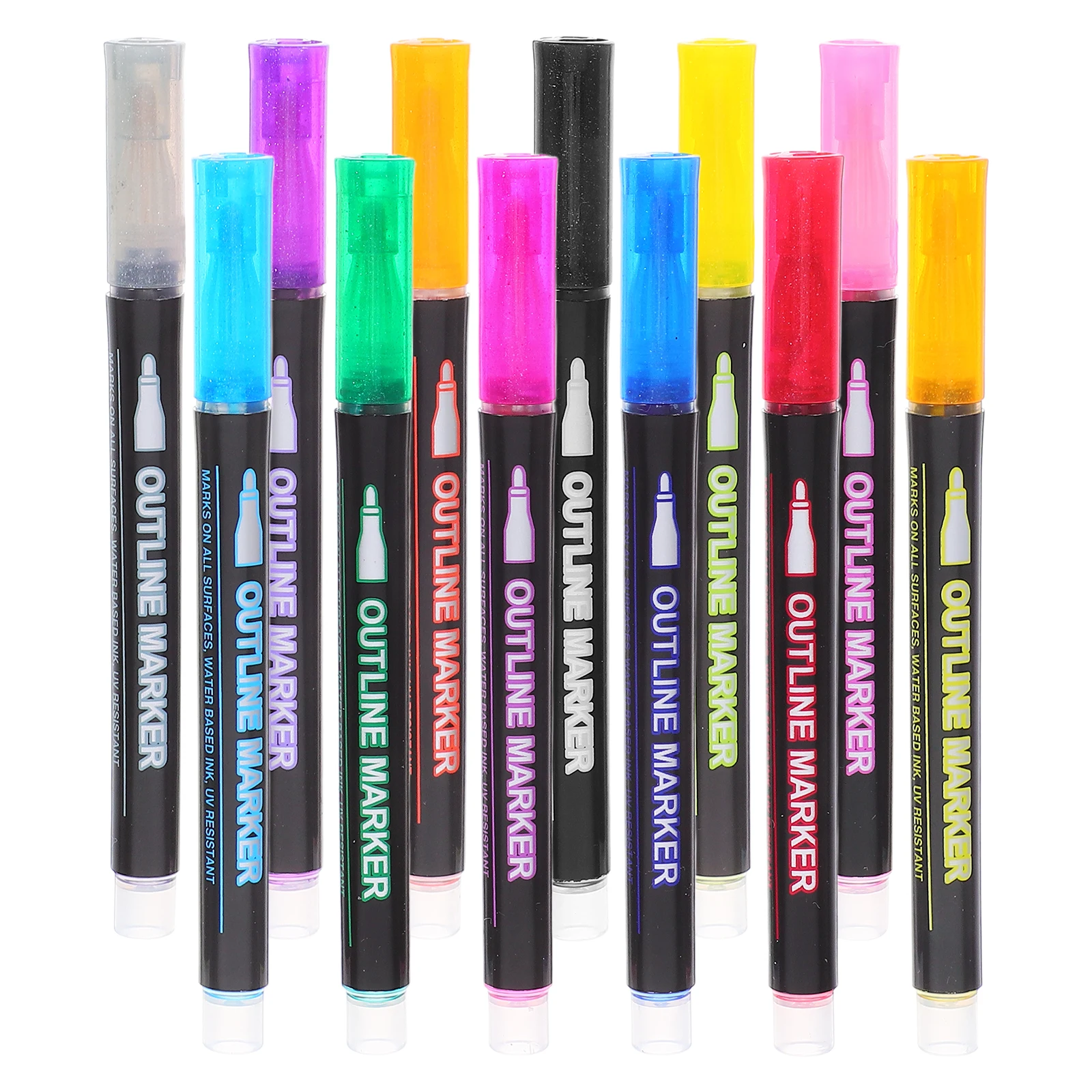 

12Pcs Hand Journal Highlighter Pens Colorful Glitter Outline Painting Markers Multi-Use Art Pens School Supplies Drawing