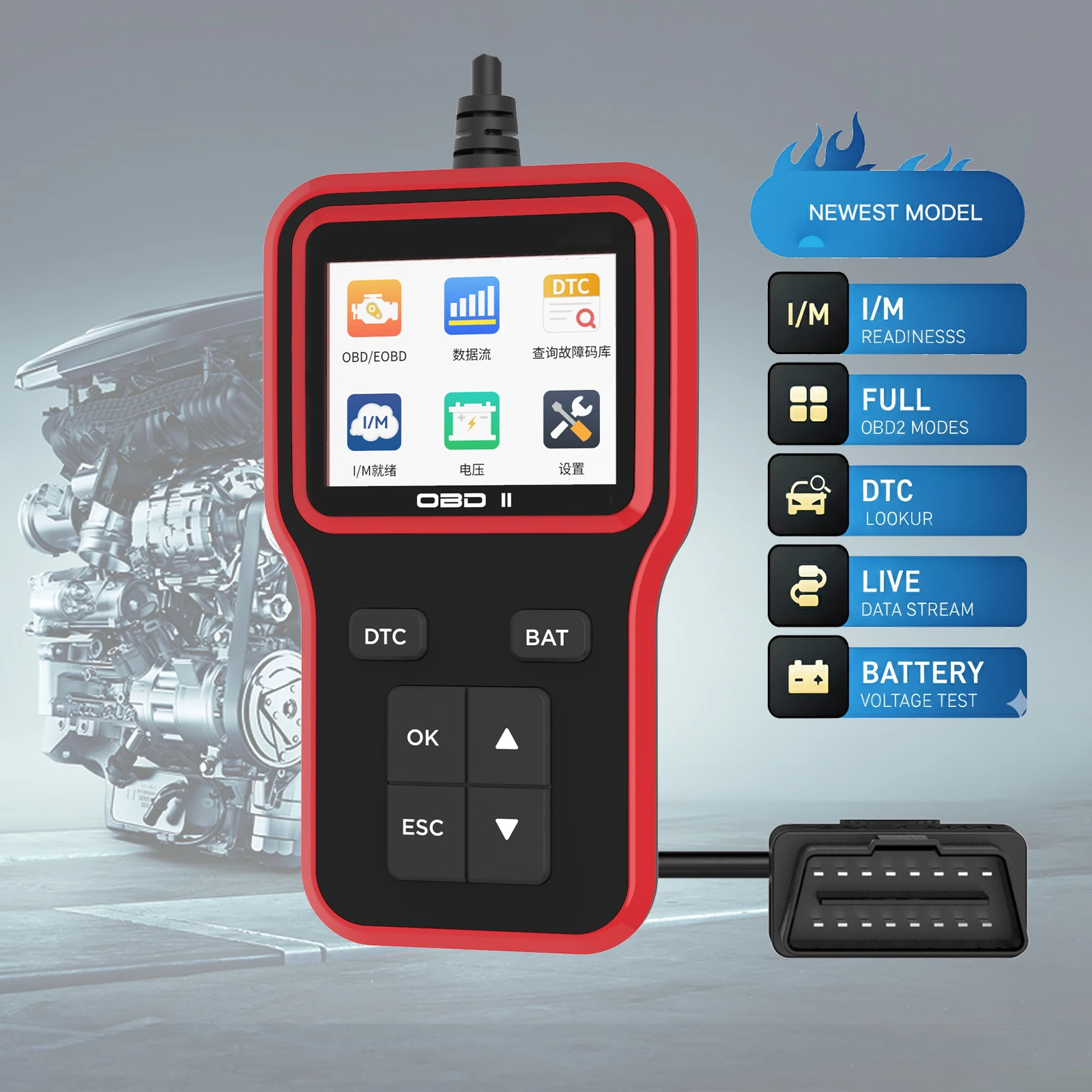 

Сканер OBD2/EOBD, автомобильный сканер, диагностический инструмент для автомобилей, чтение/сброс кодов неисправностей двигателя