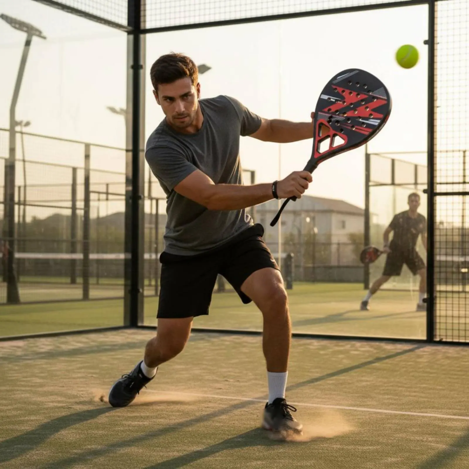 

Lightweight Training Padel Paddle High Bounce Fiberglass Padel Racket Cushioning Foam Interior Beach Racket Sport Racket