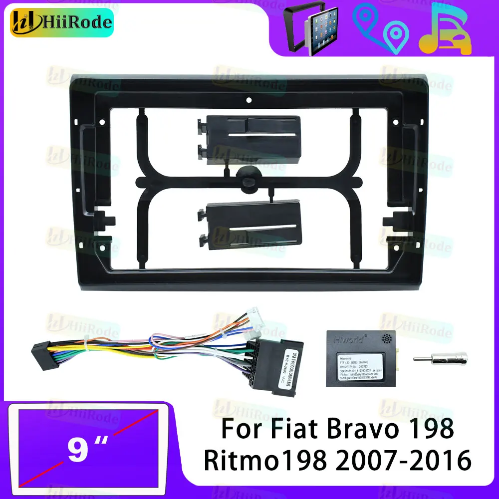 Hiirode-reproductor estéreo de Radio Android para coche, marco Fascia para Fiat Bravo Ritmo 198 2007-2016, Cable de alimentación de Panel, arnés de cableado Canbus