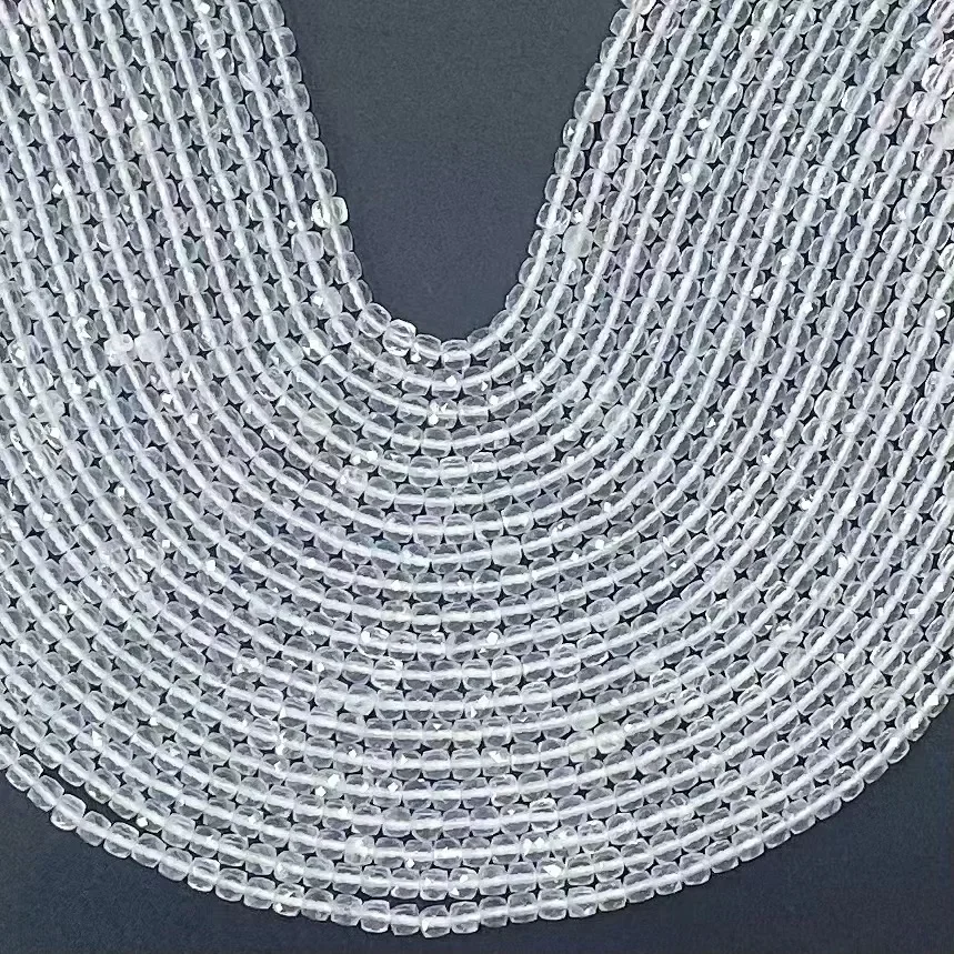 الطبيعية الأبيض كريستال الأوجه مربع مكعب 38 سنتيمتر فضفاض الخرز لصنع المجوهرات تصميم حجر الموضة عقد دي اي واي أو هدية بالجملة #5