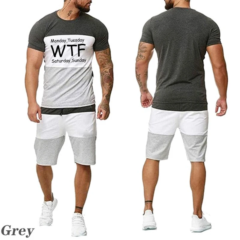 New Summer Fashion Men's Color Matching Short Sleeve Top Casual Sportswear Kappa Printed T-shirt+Shorts Two-piece Set