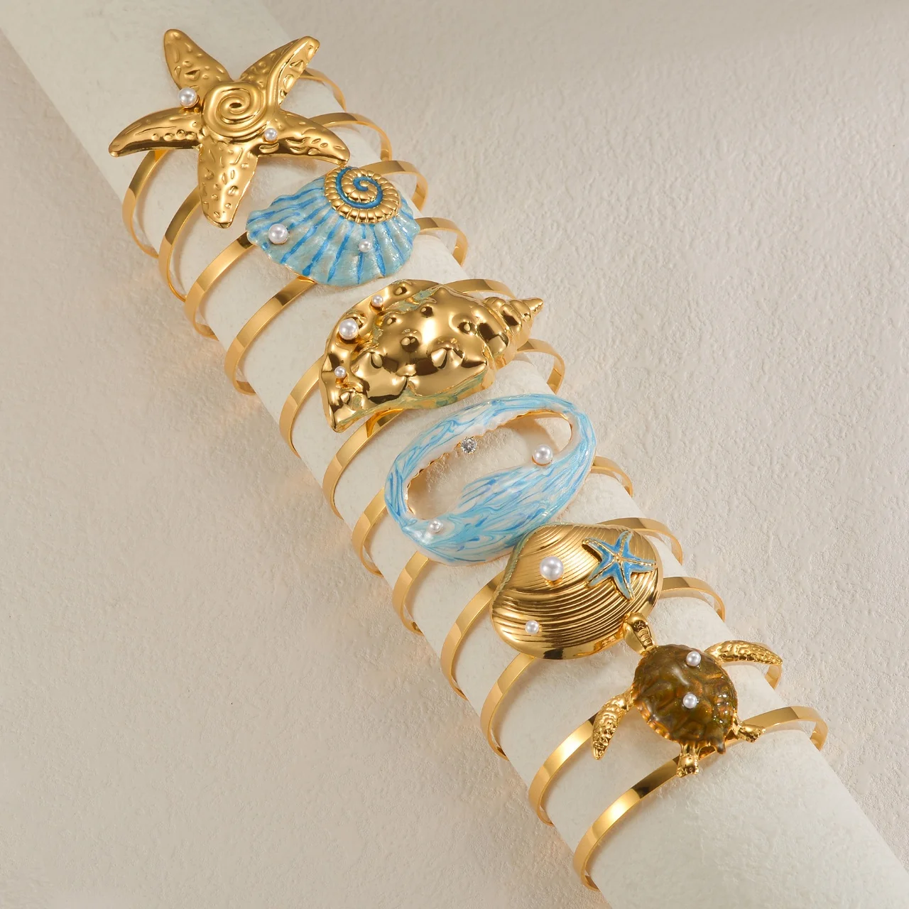 

Wholesale 3/5pc Stainless Steel Cuff Bracelet Starfish/ Shell/ Turtle Ocean Theme Open Bangle Waterproof Beach Vacations Jewelry