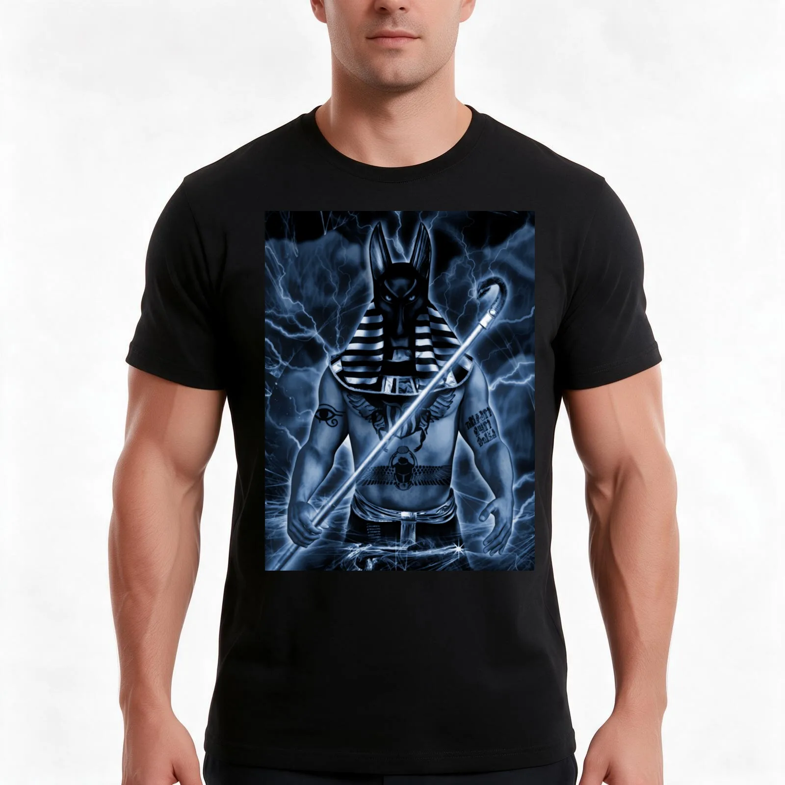 ANUBIS T-Shirt, Summer Casual Cotton Tee, Oversized Streetwear Tops, Vintage Graphic Print, Loose Fit Short Sleeve, 100% Cotton