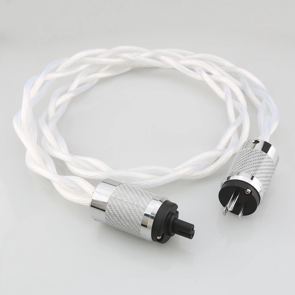 5N OCC US & EU AC Audiophiles Audio-Verstärker DAC Filter HIFI Silber Stromkabel aus Kohlefaser mit Figure 8 IEC C7 Buchsenstecker – Detail 9