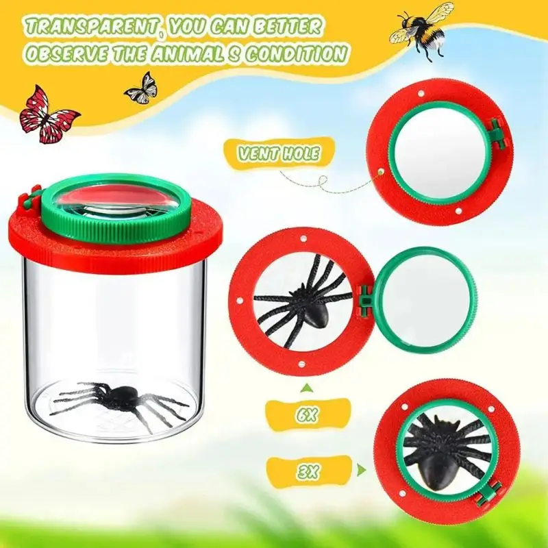 Portable Insect Observation Cup Exploring Learning Magnifier Jar Suite Magnifying Container Child Student Critter Insect Cage