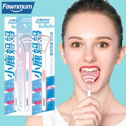 Fawnmum 1PCS Silicone Tongue Scraper With Ergonomic Handle Double-sided Fresher Breath Tongue Cleaning Brush Oral Hygiene Tool