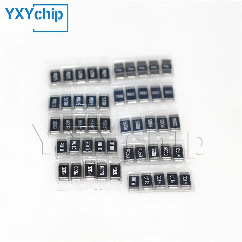 2512 SMD Resistors Kit 1% High Quality Alloy Resistance 10 Value*5pcs =50pcs R001 R002 R005 R008 R010 R015 R020 R025 R050 R100