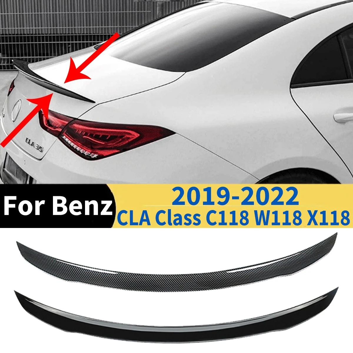 

For Mercedes Benz CLA Class C118 W118 X118 CLA180 200 220 250 CLA35 CLA45 AMG 2019-2022 Rear Trunk Spoiler Wing Auto Accessories