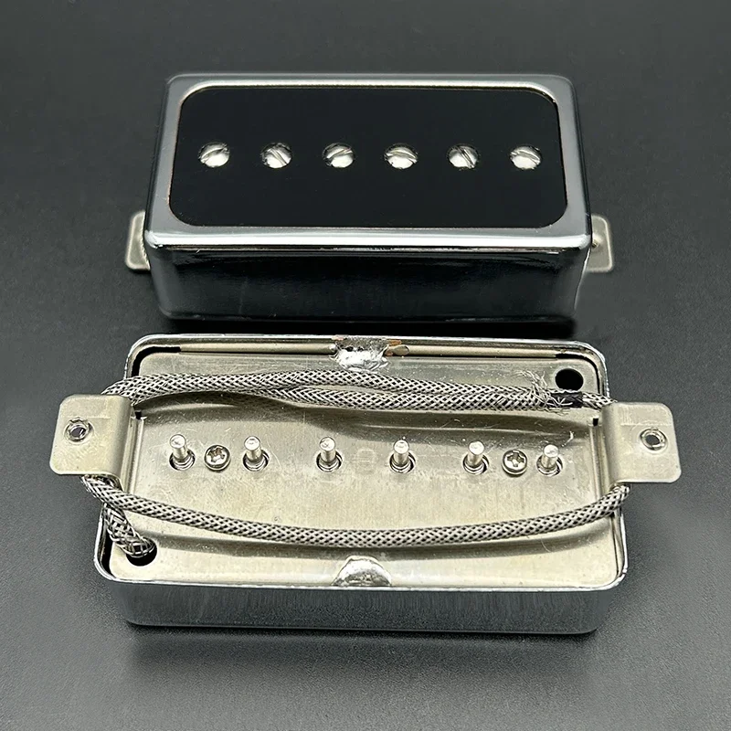 Alnico 5 Single Coil Pickup Humbucker Size White Copper Baseplate 50/52MM for LP Style Guitar Chrome