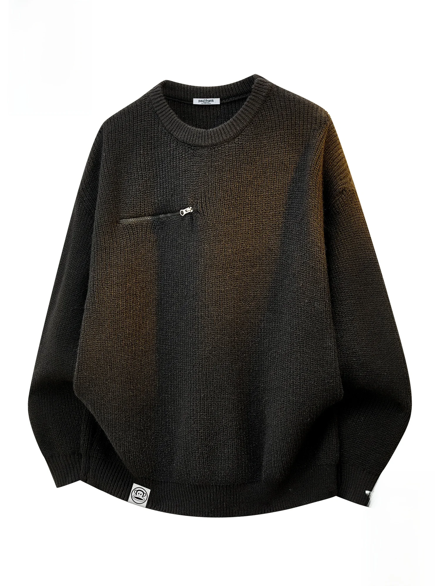 

PaulFrank Men's Zipper Design round Ne Knitwear Casual Loose Comfortable Autumn Winter Sweater Pure Color Leisure Faion