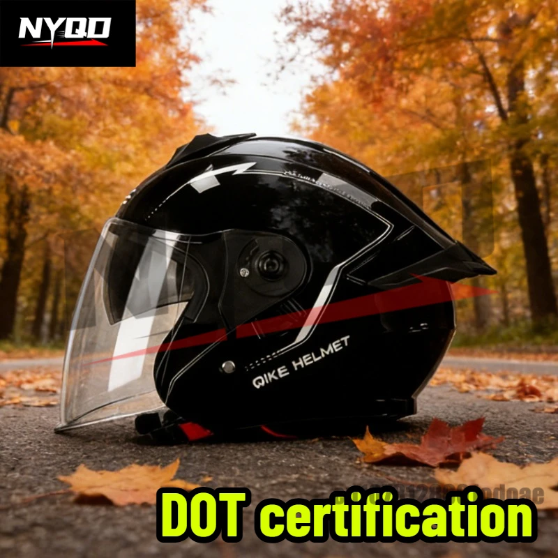 

Унисекс-шлем для мотоцикла с двойным противотуманным визором, трехчетвертный, для электромобилей, защитное снаряжение для мужчин и женщин