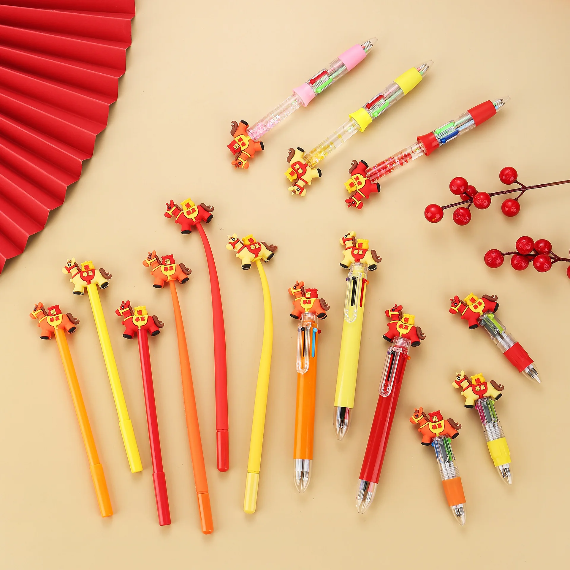 30Pcs/Lot Cute Little Horse Writing Gel Pens Cartoon Multicolor Ballpoint Pen Horse Year Stationery Gift Kids School Stationery