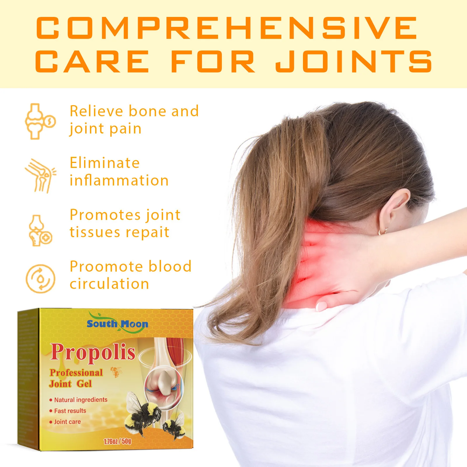 50g Joint & Bone Therapy Gel Bee Venoms Propolis Bee Professional Treatments Gel Bee Venoms Gel For Legs Hands Arms Feet